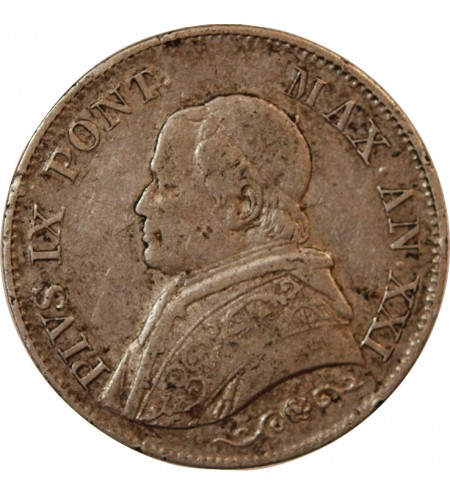 VATICAN, PIE IX - 1 LIRA 1866 ROME AN XXI - PIVS IX PONT.