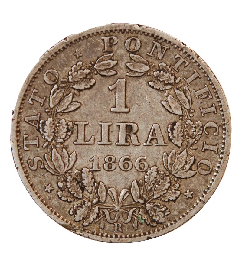 VATICAN, PIE IX - 1 LIRA 1866 ROME AN XXI - PIVS IX PONT.