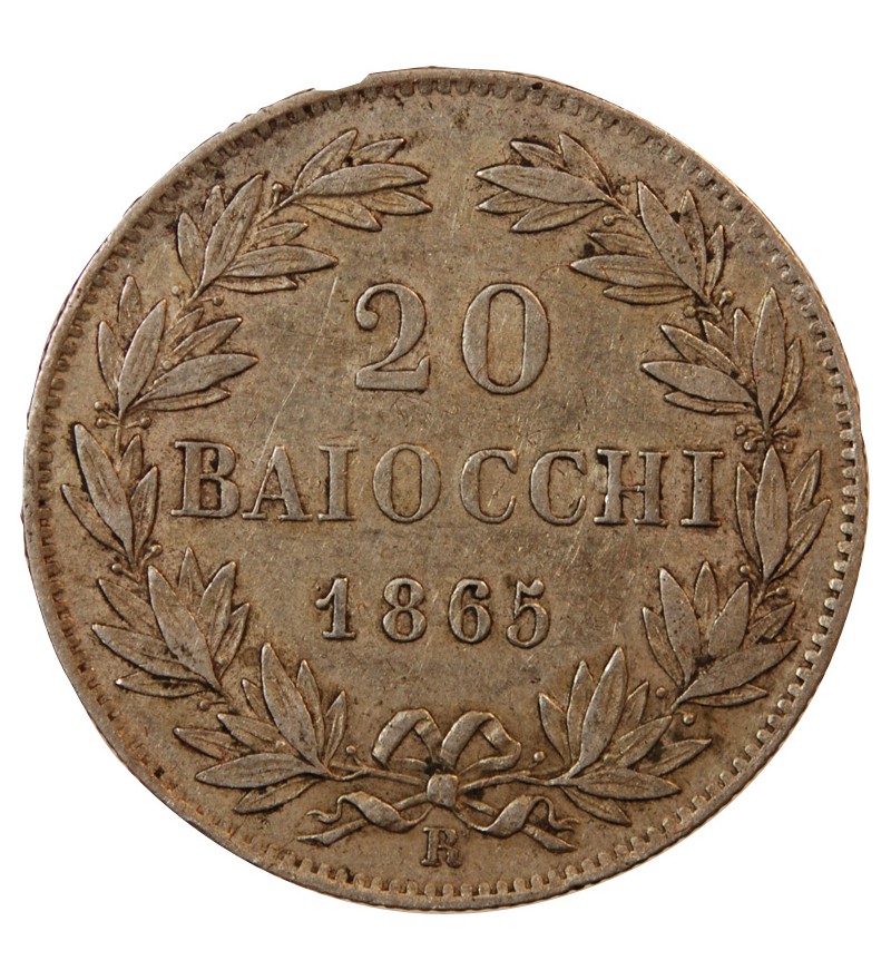 VATICAN, PIE IX - 20 BAIOCCHI 1865 ROME AN XX - Année .AN.
