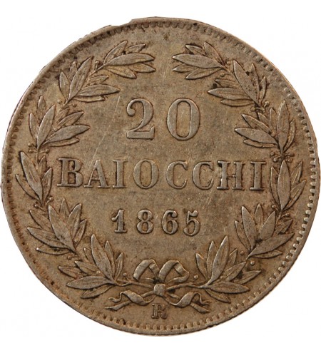 VATICAN, PIE IX - 20 BAIOCCHI 1865 ROME AN XX - Année .AN.
