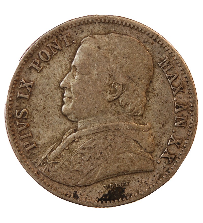 VATICAN, PIE IX - 20 BAIOCCHI 1866 ROME AN XX