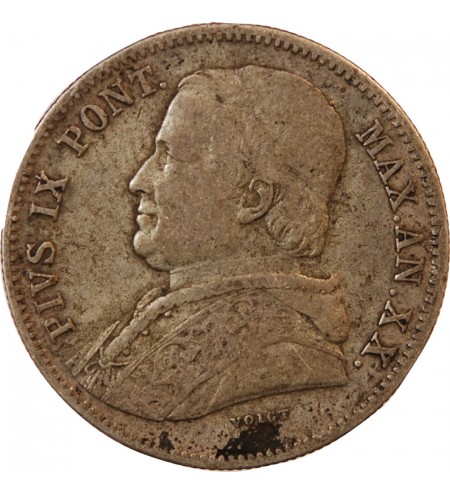 VATICAN, PIE IX - 20 BAIOCCHI 1866 ROME AN XX