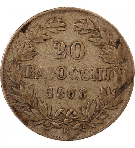 VATICAN, PIE IX - 20 BAIOCCHI 1866 ROME AN XX