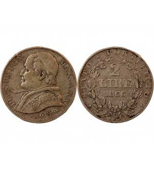 VATICAN, PIE IX - 2 LIRE 1866 ROME AN XXI 2
