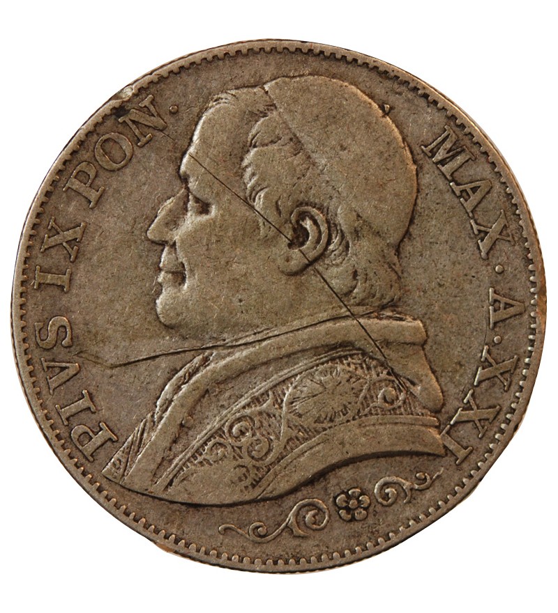 VATICAN, PIE IX - 2 LIRE 1866 ROME AN XXI