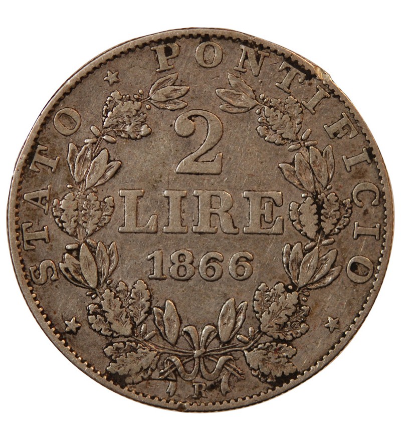 VATICAN, PIE IX - 2 LIRE 1866 ROME AN XXI