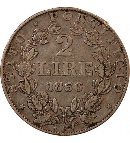 VATICAN, PIE IX - 2 LIRE 1866 ROME AN XXI