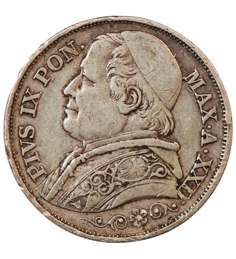 VATICAN, PIE IX - 2 LIRE 1867 ROME AN XXII