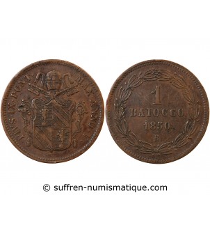 VATICAN, PIE IX - BAIOCCO 1850 ROME AN V
