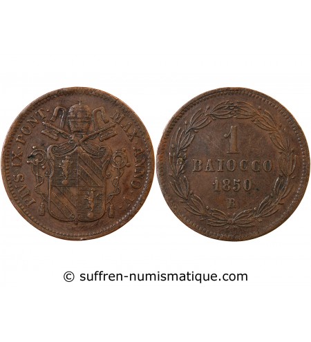 VATICAN, PIE IX - BAIOCCO 1850 ROME AN V