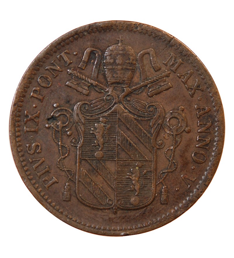 VATICAN, PIE IX - BAIOCCO 1850 ROME AN V