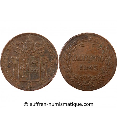 VATICAN, GREGOIRE XVI - BAIOCCO 1845 ROME AN XV