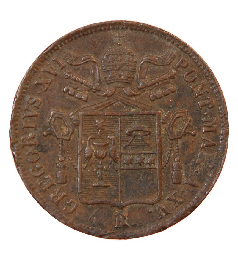 VATICAN, GREGOIRE XVI - BAIOCCO 1845 ROME AN XV