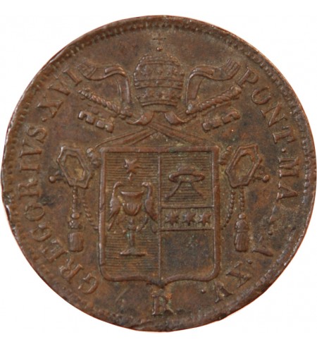 VATICAN, GREGOIRE XVI - BAIOCCO 1845 ROME AN XV