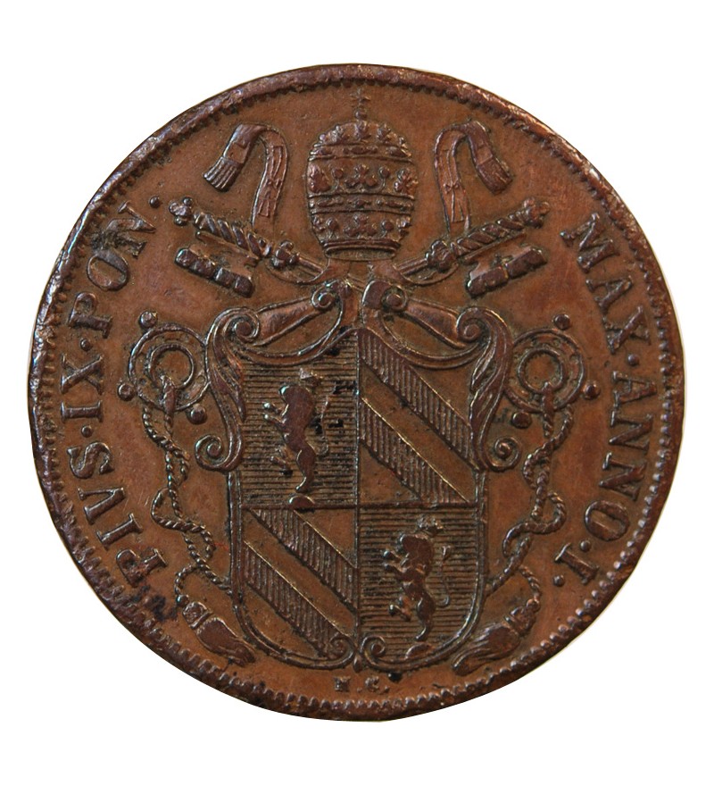 VATICAN, PIE IX - BAIOCCO 1846 ROME AN I