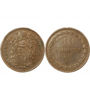 VATICAN, PIE IX - 10 BAIOCCHI 1858 ROME AN XIII 2