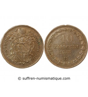 VATICAN, PIE IX - 10 BAIOCCHI 1858 ROME AN XIII