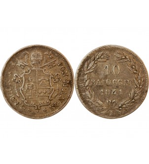 VATICAN, GREGOIRE XVI - 10 BAIOCCHI 1841 BOLOGNE AN XI 2