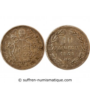 VATICAN, GREGOIRE XVI - 10 BAIOCCHI 1841 BOLOGNE AN XI