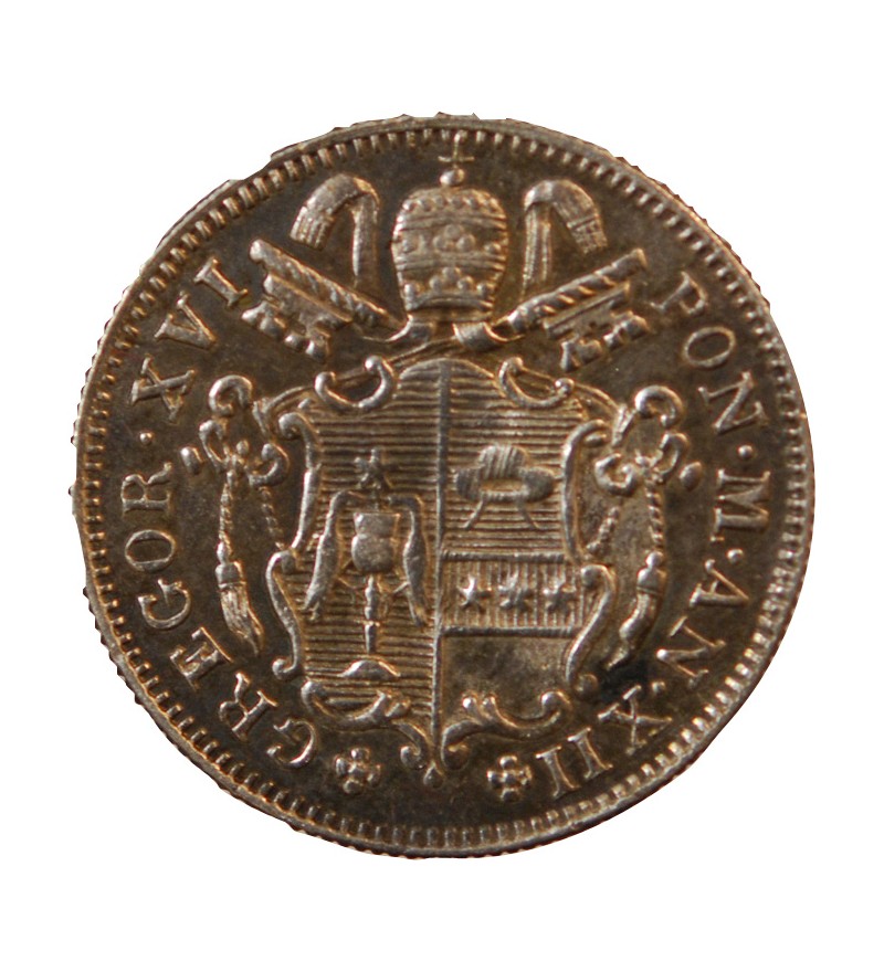 VATICAN, GREGOIRE XVI - 5 BAIOCCHI 1842 ROME AN XII