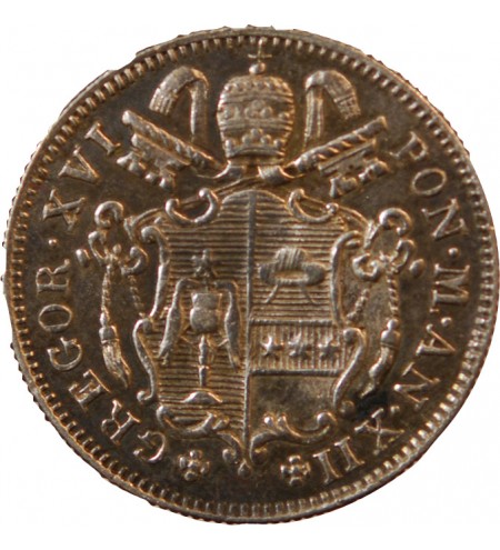 VATICAN, GREGOIRE XVI - 5 BAIOCCHI 1842 ROME AN XII