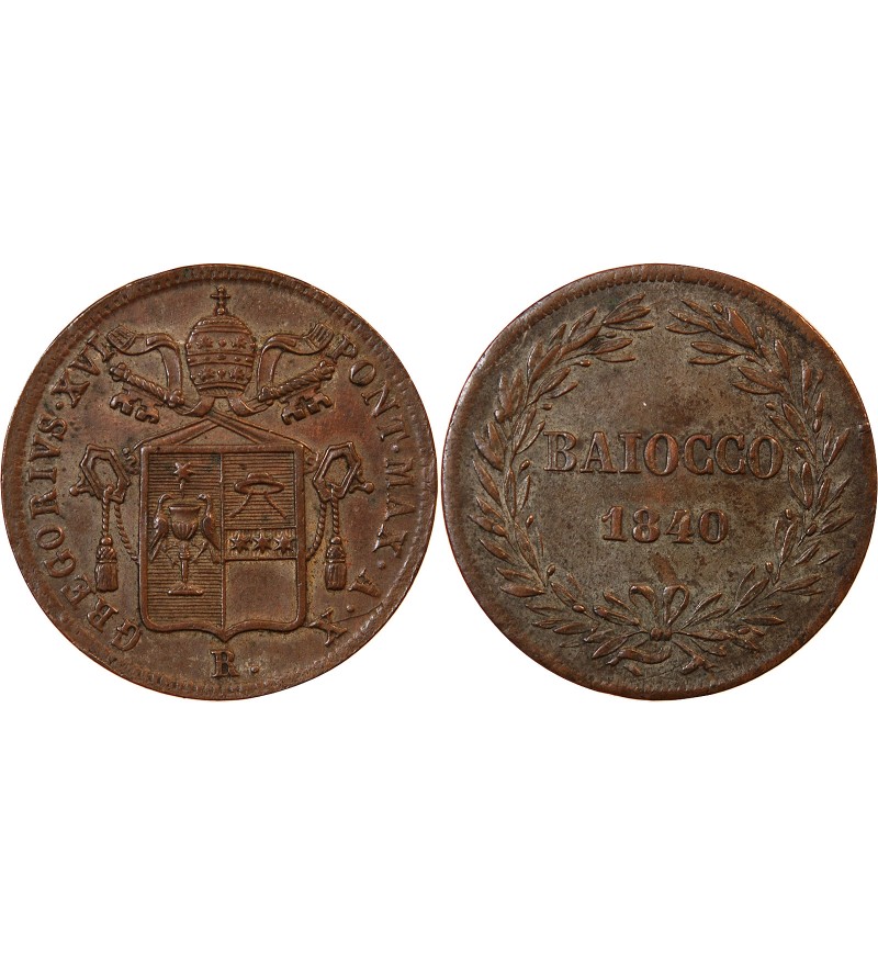 VATICAN, GREGOIRE XVI - BAIOCCO 1840 ROME AN X