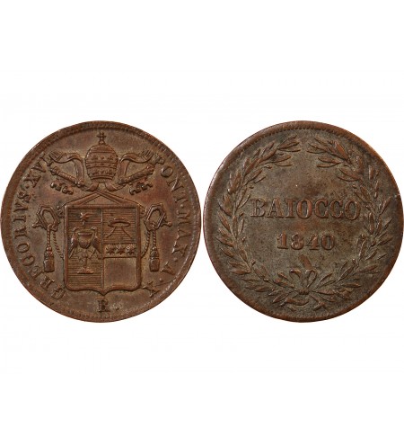 VATICAN, GREGOIRE XVI - BAIOCCO 1840 ROME AN X