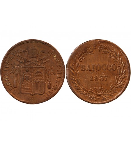 VATICAN, GREGOIRE XVI - BAIOCCO 1837 ROME ou BOLOGNE AN VII