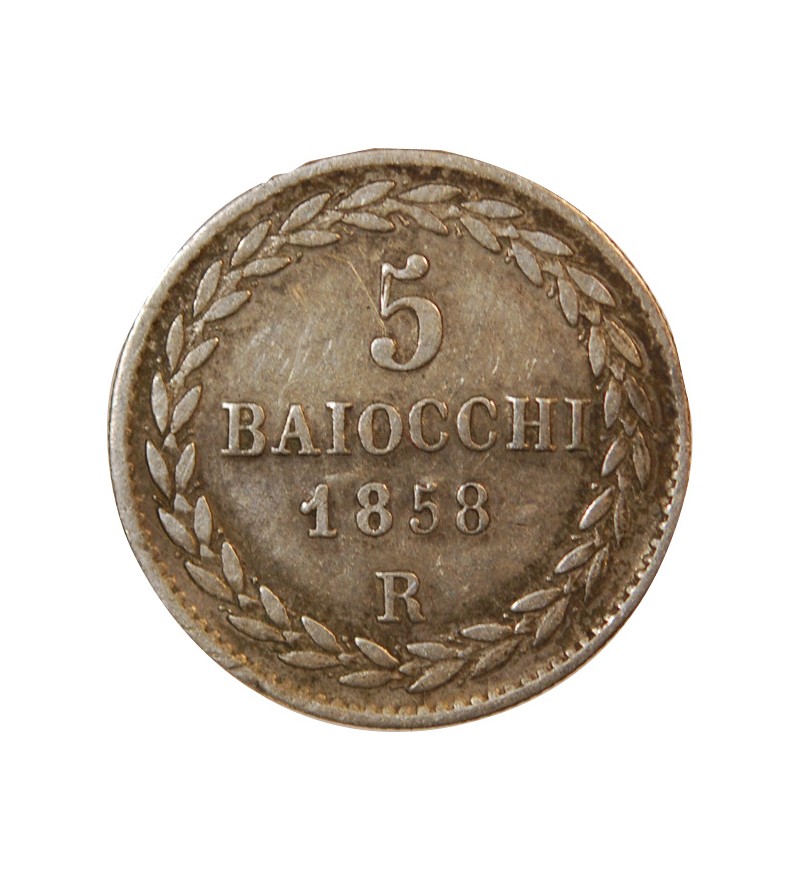 VATICAN, PIE IX - 5 BAIOCCHI 1858 ROME AN XIII