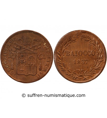 VATICAN, GREGOIRE XVI - BAIOCCO 1837 ROME ou BOLOGNE AN VII