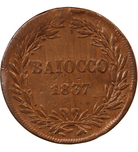 VATICAN, GREGOIRE XVI - BAIOCCO 1837 ROME ou BOLOGNE AN VII