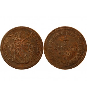 VATICAN, PIE IX - 1/2 BAIOCCO 1850 ROME 2