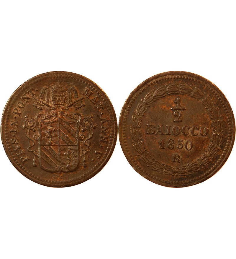 VATICAN, PIE IX - 1/2 BAIOCCO 1850 ROME