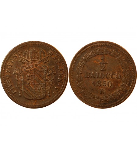 VATICAN, PIE IX - 1/2 BAIOCCO 1850 ROME
