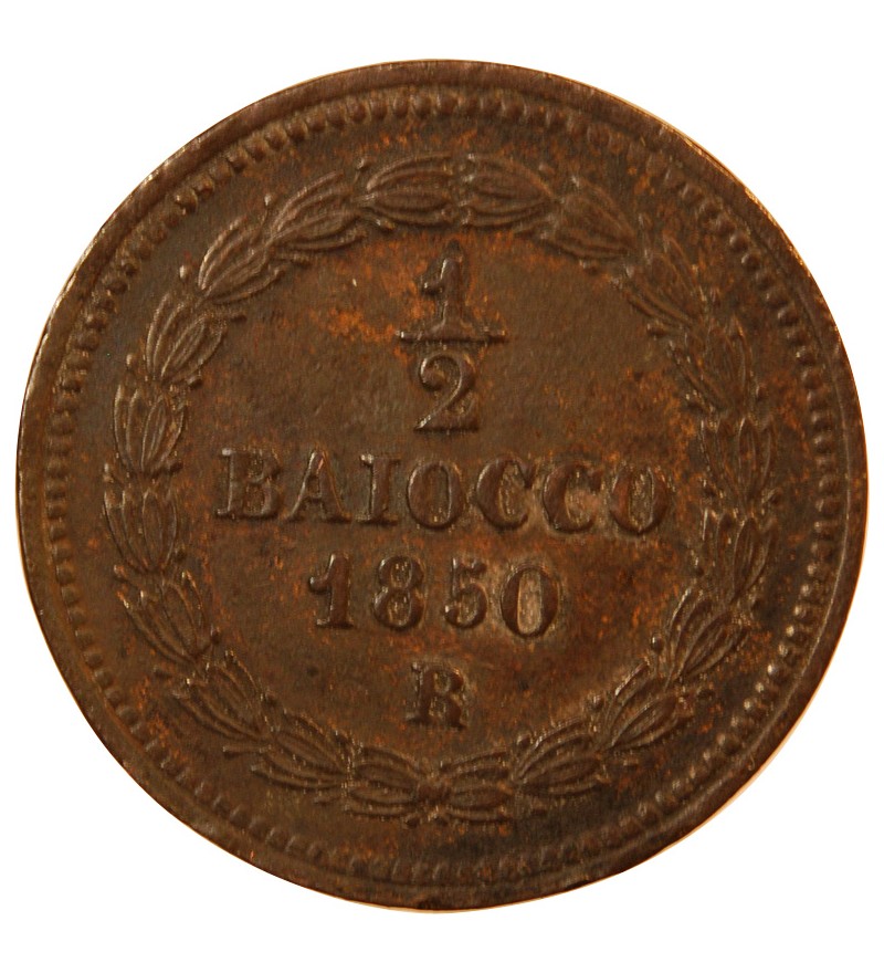 VATICAN, PIE IX - 1/2 BAIOCCO 1850 ROME