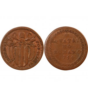VATICAN, BENOIT XIV - QUATTRINO 1754 AN XV 2