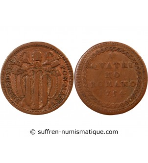 VATICAN, BENOIT XIV - QUATTRINO 1754 AN XV