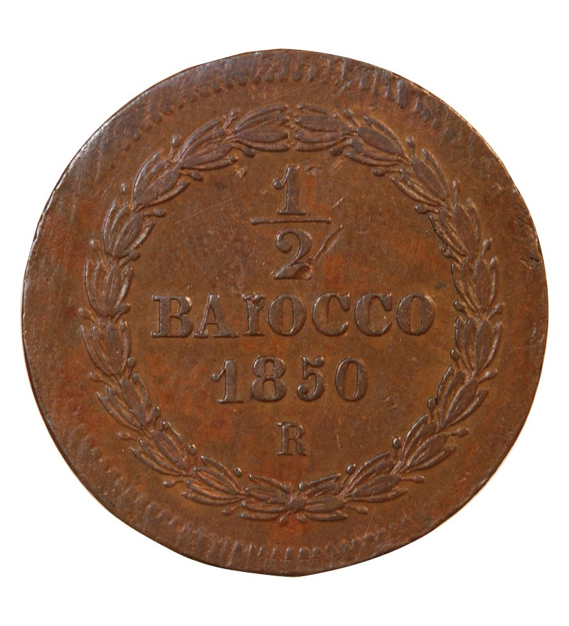 VATICAN, PIE IX - 1/2 BAIOCCO 1850 ROME