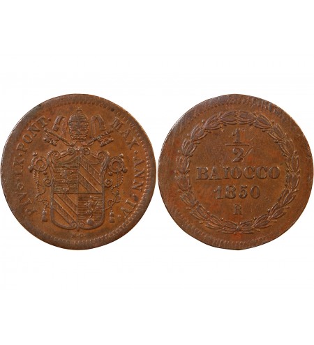 VATICAN, PIE IX - 1/2 BAIOCCO 1850 ROME