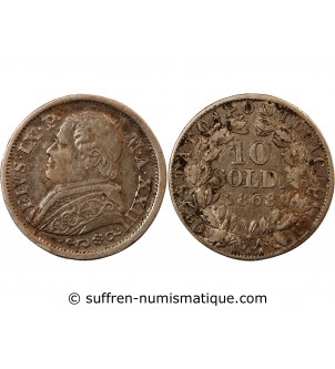 VATICAN, PIE IX - 10 SOLDI 1868 ROME AN XXIII