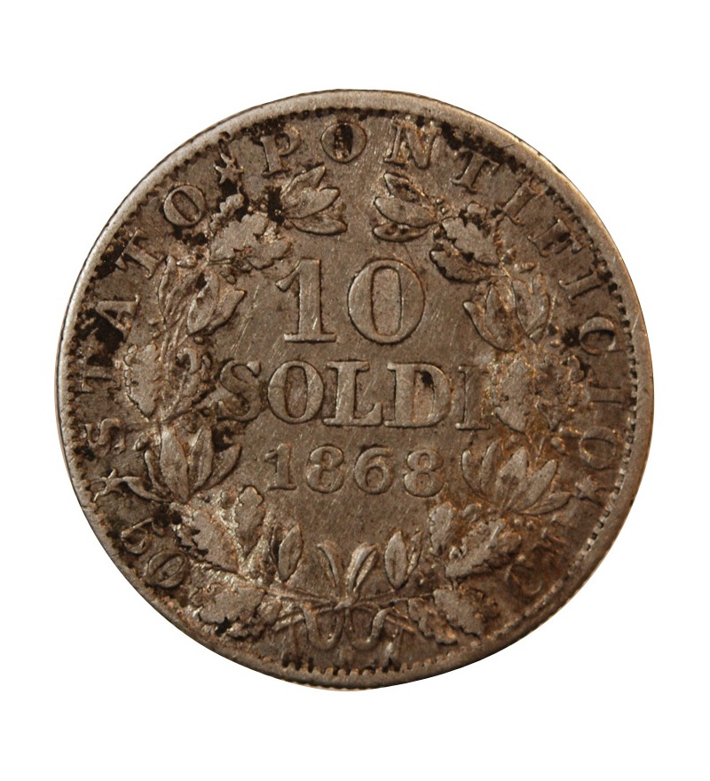 VATICAN, PIE IX - 10 SOLDI 1868 ROME AN XXIII