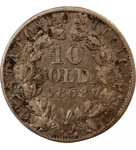 VATICAN, PIE IX - 10 SOLDI 1868 ROME AN XXIII