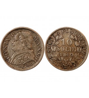 VATICAN, PIE IX - 10 SOLDI 1869 ROME AN XXIII 2
