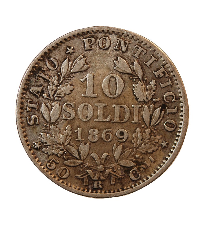 VATICAN, PIE IX - 10 SOLDI 1869 ROME AN XXIII