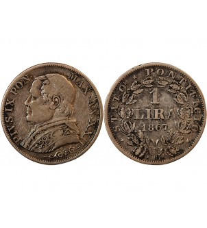 VATICAN, PIE IX - 1 LIRE 1867 ROME AN XXII 2
