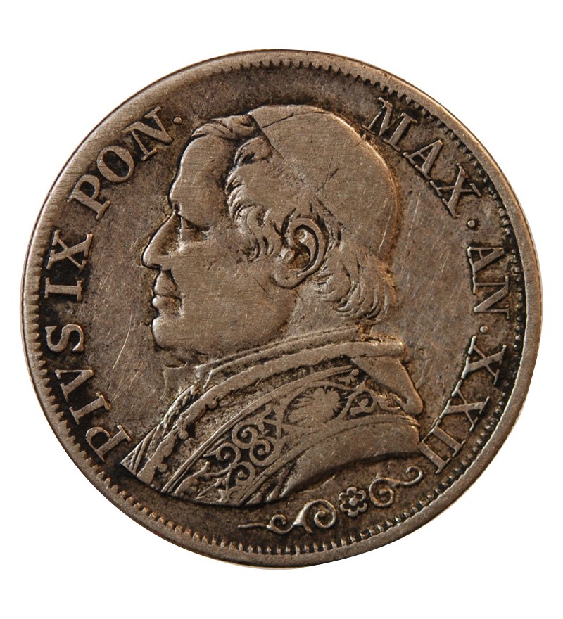 VATICAN, PIE IX - 1 LIRE 1867 ROME AN XXII