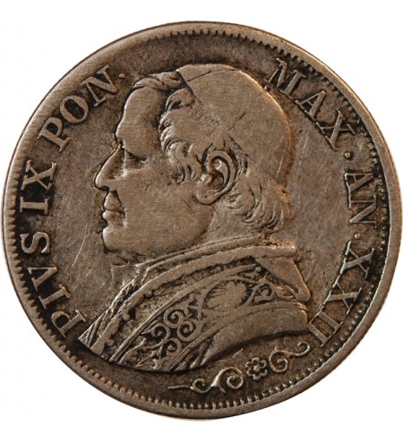 VATICAN, PIE IX - 1 LIRE 1867 ROME AN XXII