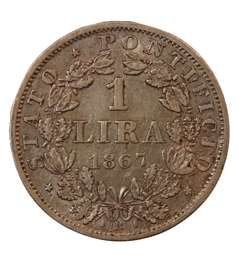 VATICAN, PIE IX - 1 LIRE 1867 ROME AN XXI