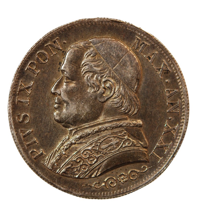 VATICAN, PIE IX - 1 LIRE 1866 ROME AN XXI