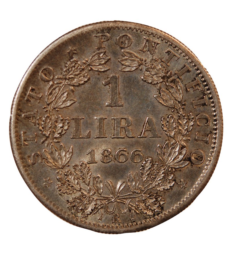 VATICAN, PIE IX - 1 LIRE 1866 ROME AN XXI